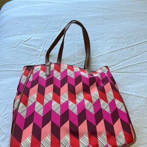 Vera Bradley Pink and Red Geometric Tote